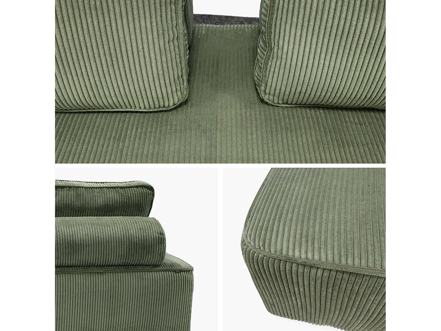 Set poltrone per divano modulare 4 posti velluto a coste, verde