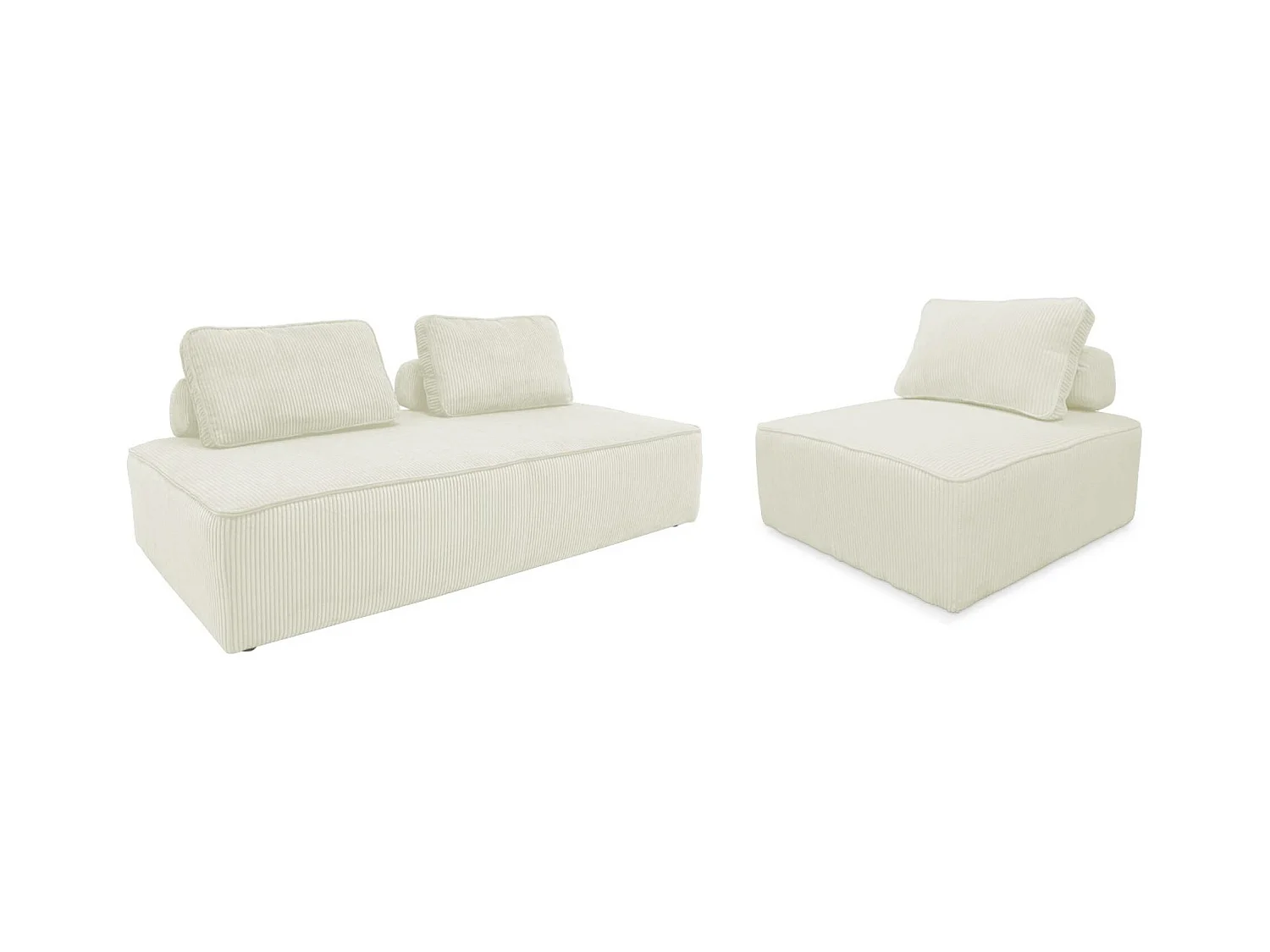 Sofá modular de pana, 3 plazas crema