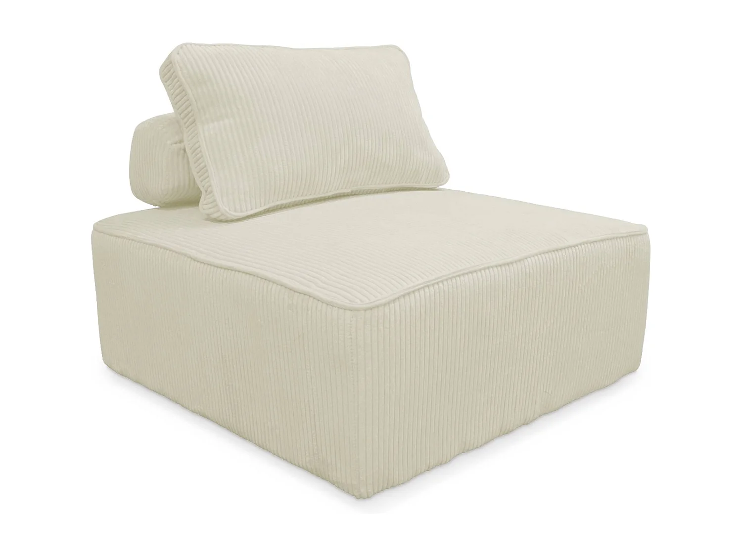 Set poltrone per divano modulare 3 posti velluto a coste, crema