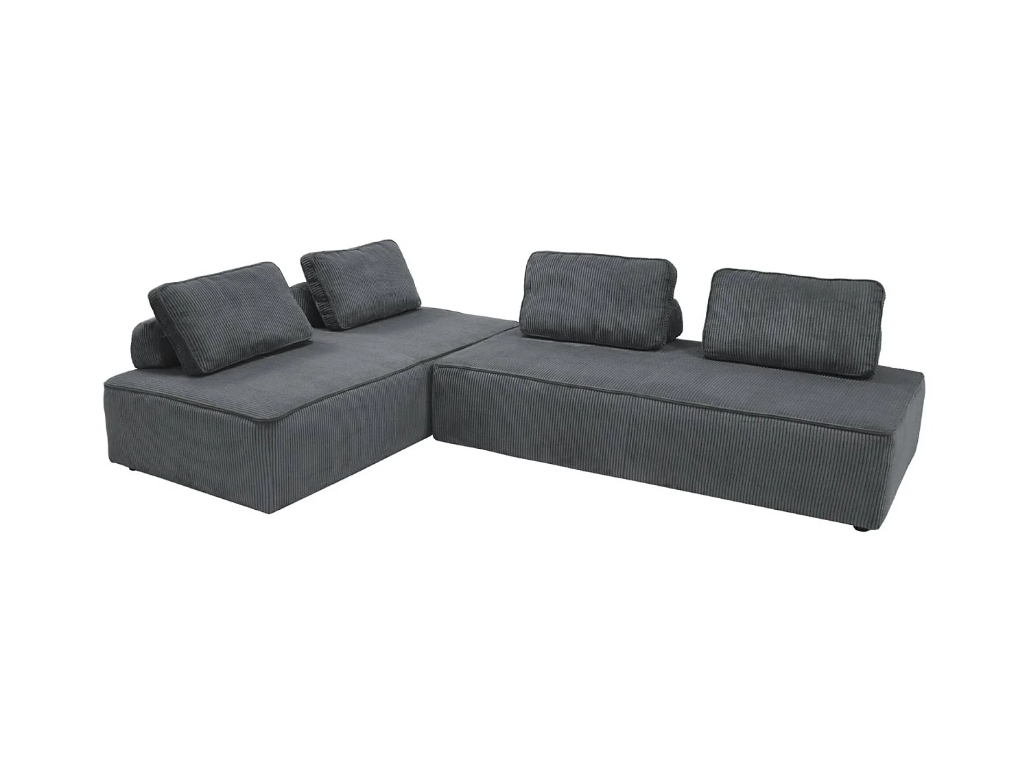 Sofá modular de pana, 4 plazas gris oscuro