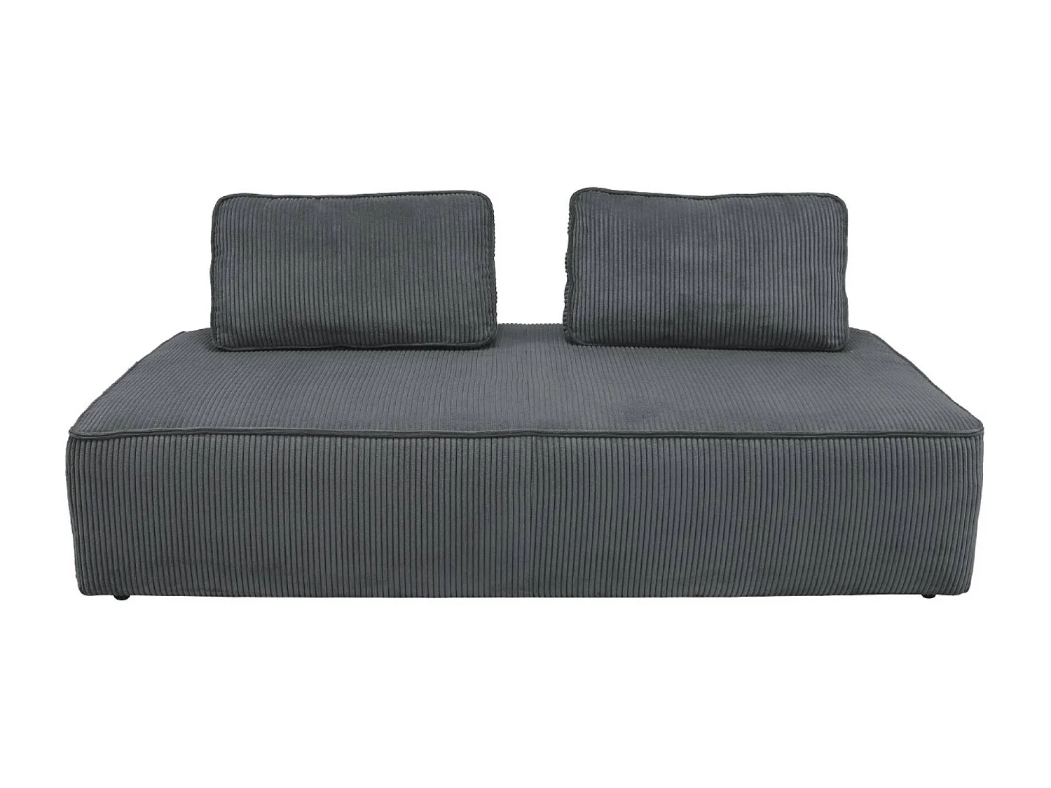 Lot de 2 chauffeuses LAO 2 places pour canapé modulable velours côtelé gris foncé. L 180 x P 90 x H 78cm