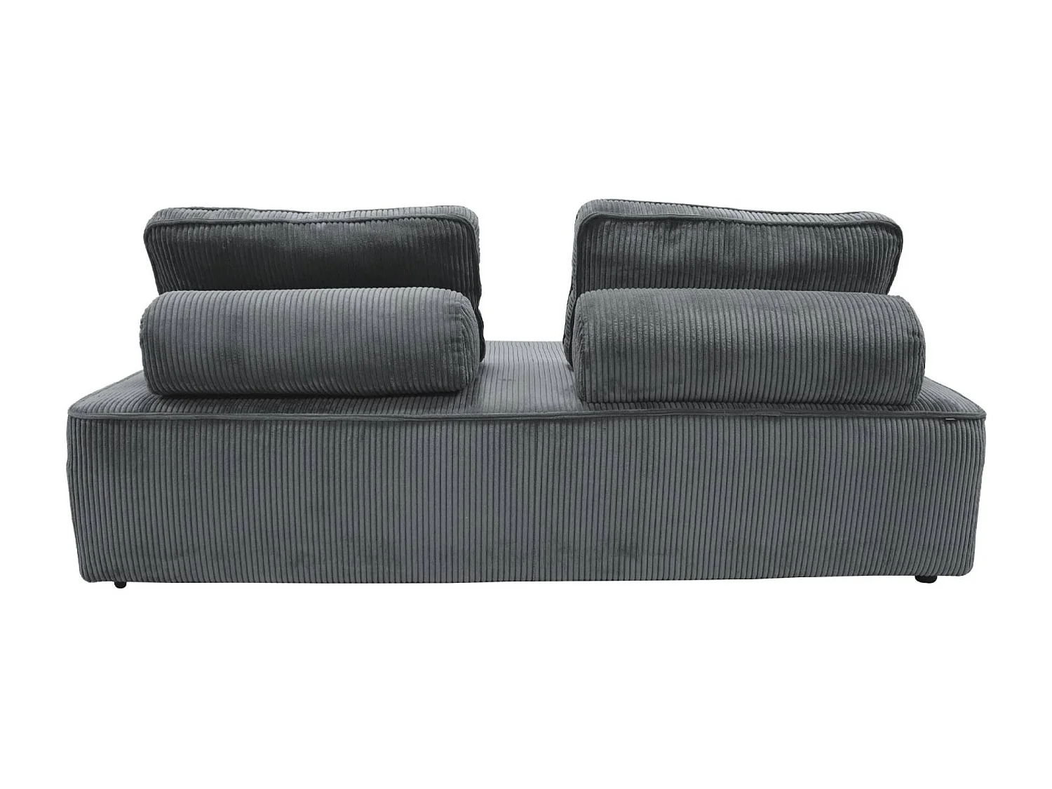 Lot de 2 chauffeuses LAO 2 places pour canapé modulable velours côtelé gris foncé. L 180 x P 90 x H 78cm