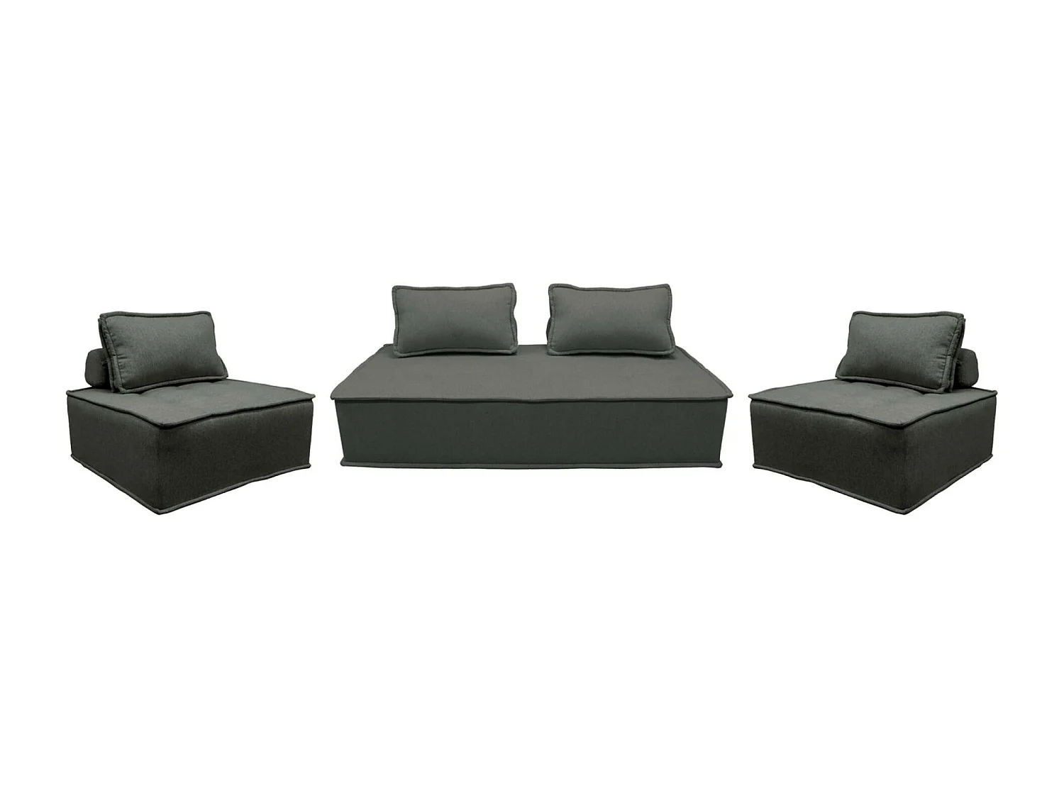 Ensemble chauffeuses DAO pour canapé modulable en tissu capitonné 4 places gris foncé