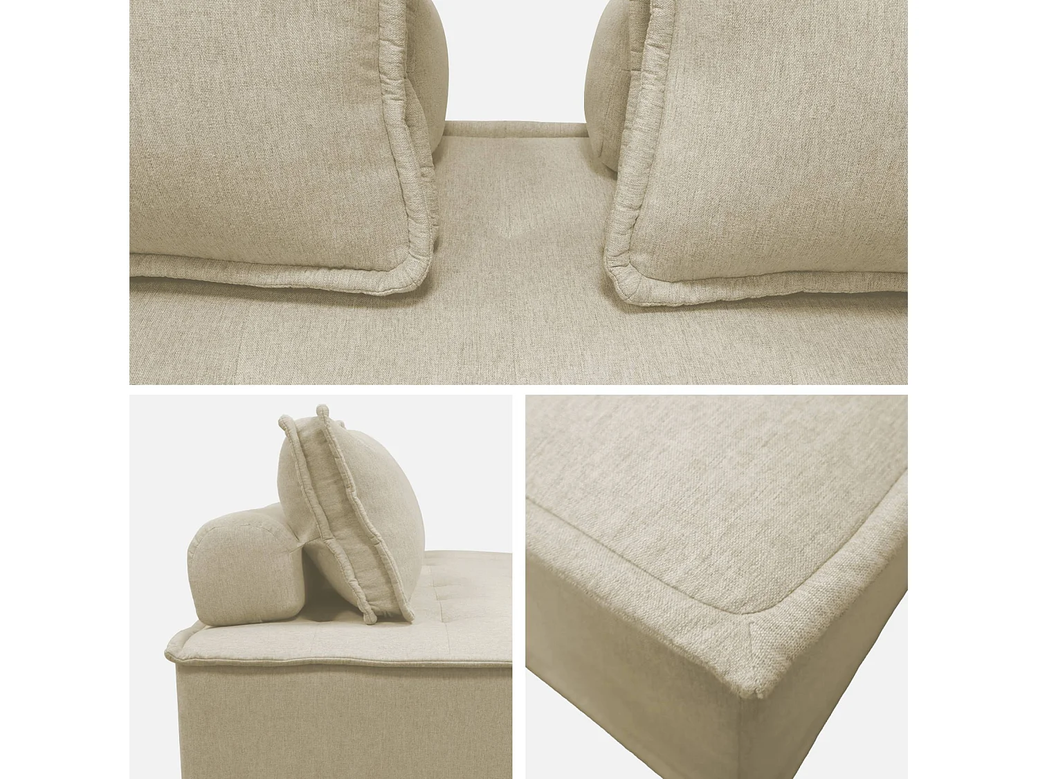Ensemble chauffeuses DAO pour canapé modulable en tissu capitonné 4 places beige