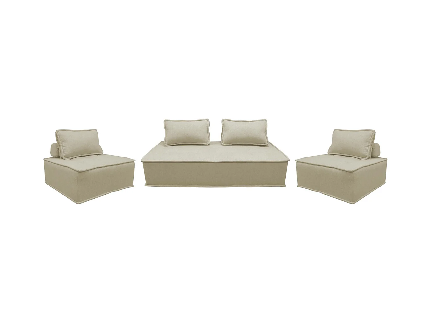 Sofá modular en tela lisa, 4 plazas beige