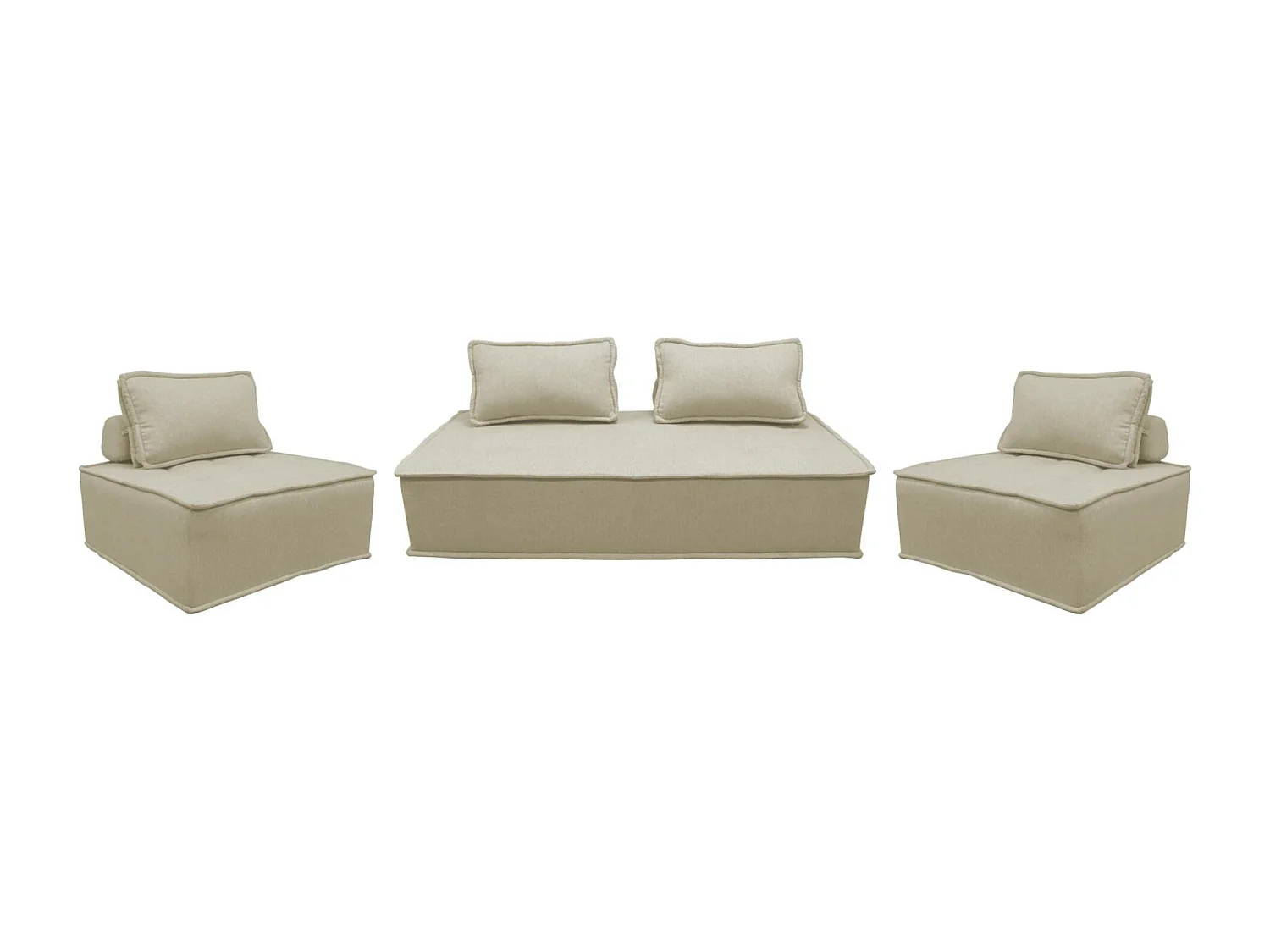 Ensemble chauffeuses DAO pour canapé modulable en tissu capitonné 4 places beige