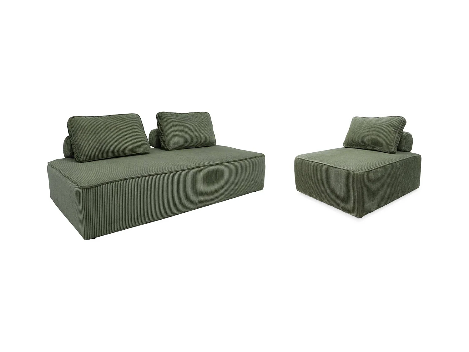 Sofá modular de pana, 3 plazas verde