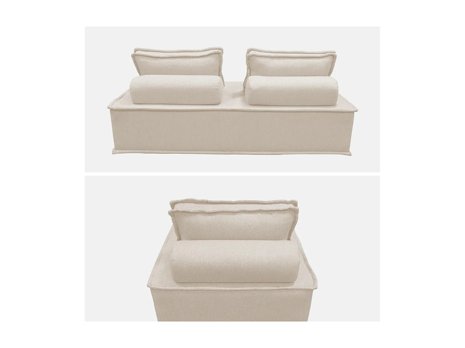 Ensemble chauffeuses DAO pour canapé modulable en tissu capitonné 3 places crème