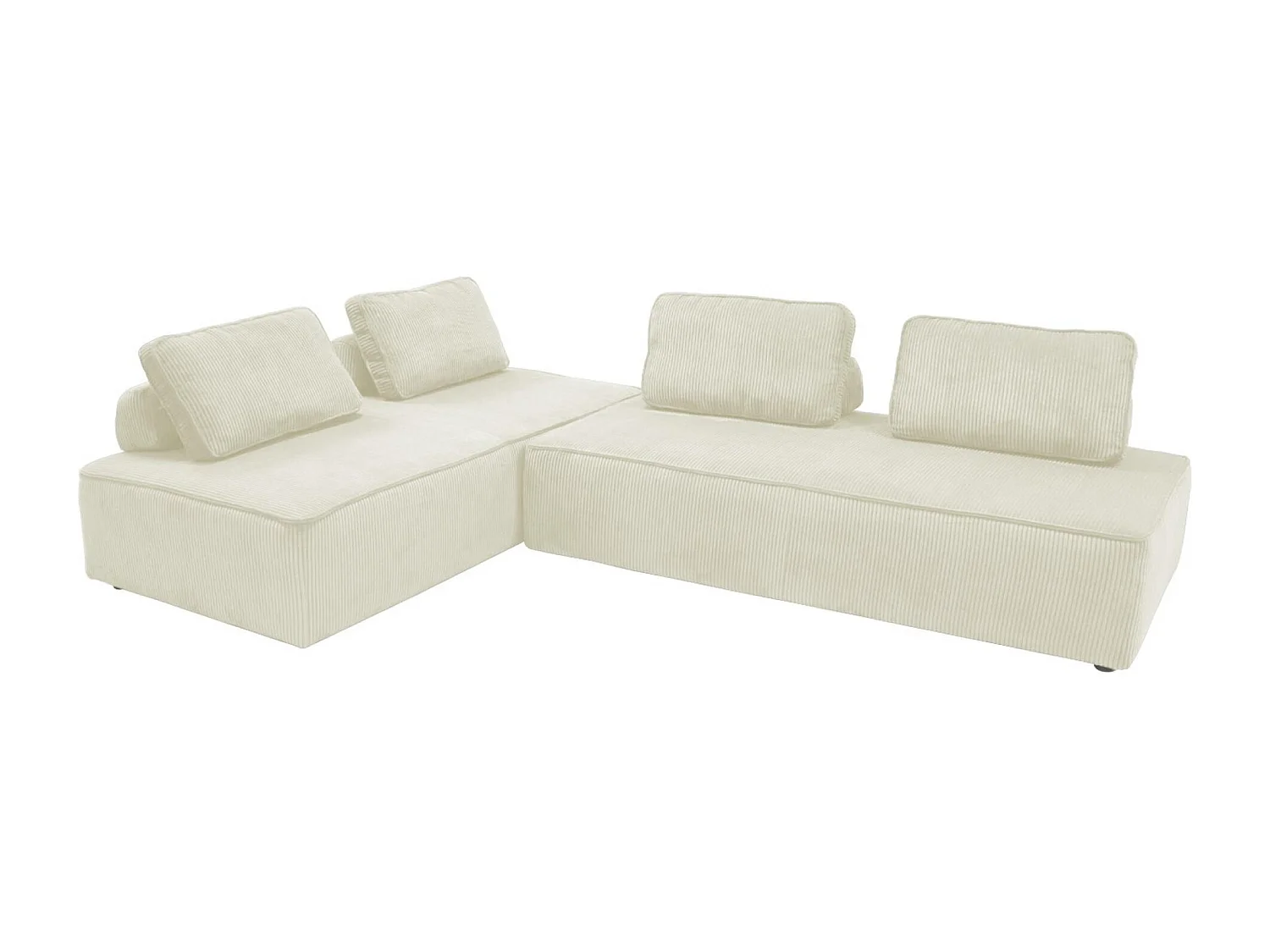 Sofá modular de pana, 4 plazas crema