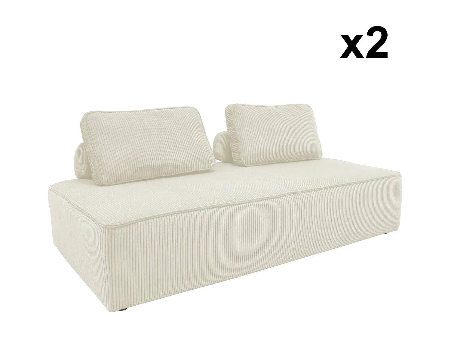 Sofá modular de pana, 4 plazas crema