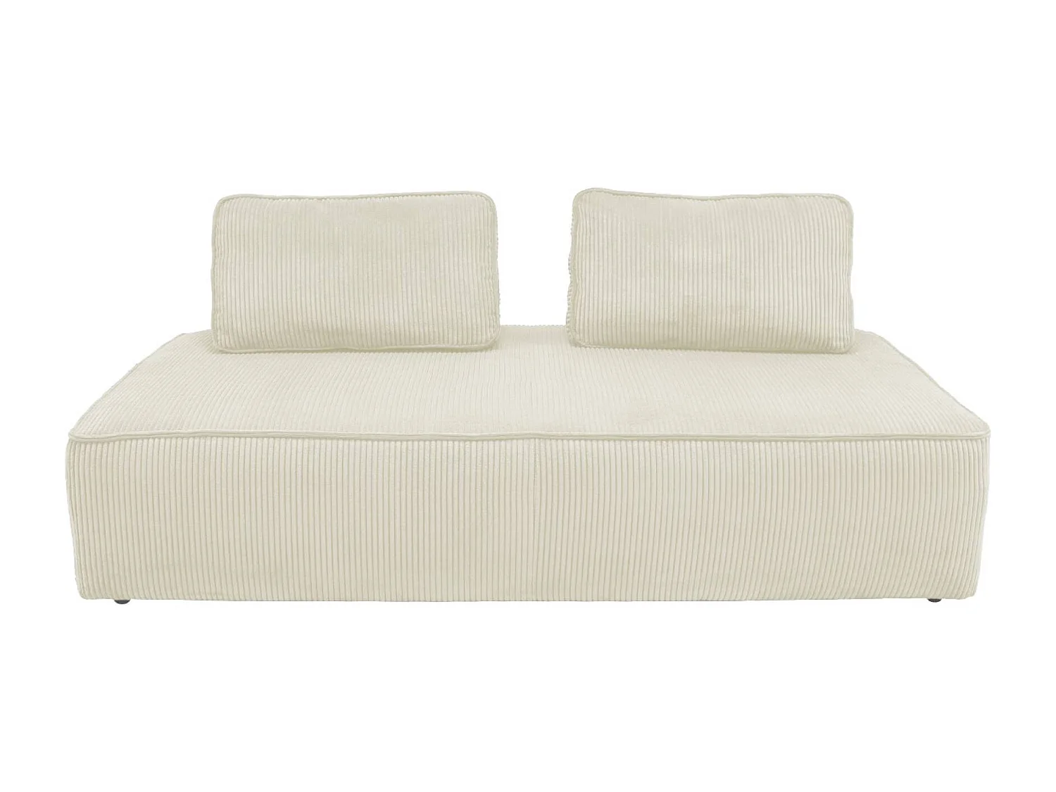 Lot de 2 chauffeuses LAO 2 places pour canapé modulable velours côtelé crème. L 180 x P 90 x H 78cm