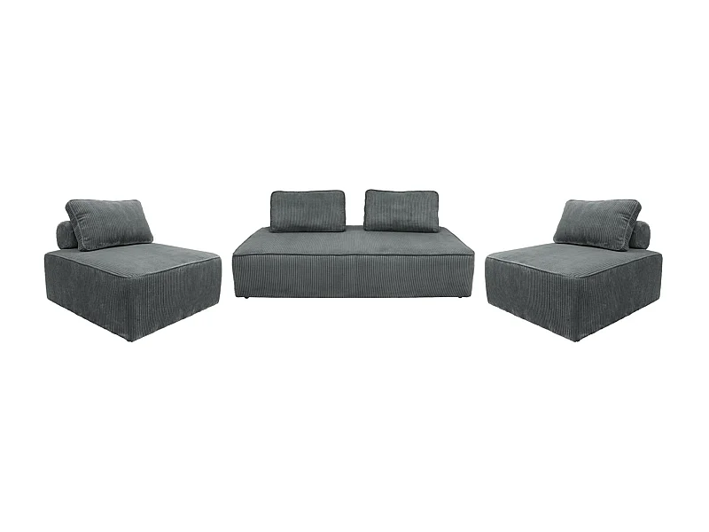 Set poltrone per divano modulare 4 posti velluto a coste, grigio scuro