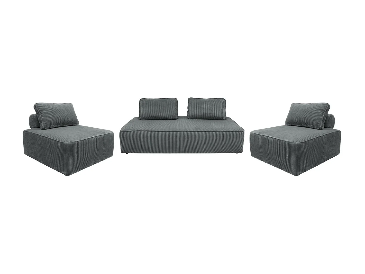 Set poltrone per divano modulare 4 posti velluto a coste, grigio scuro