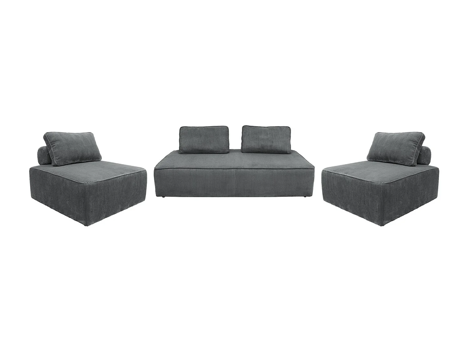 Set poltrone per divano modulare 4 posti velluto a coste, grigio scuro