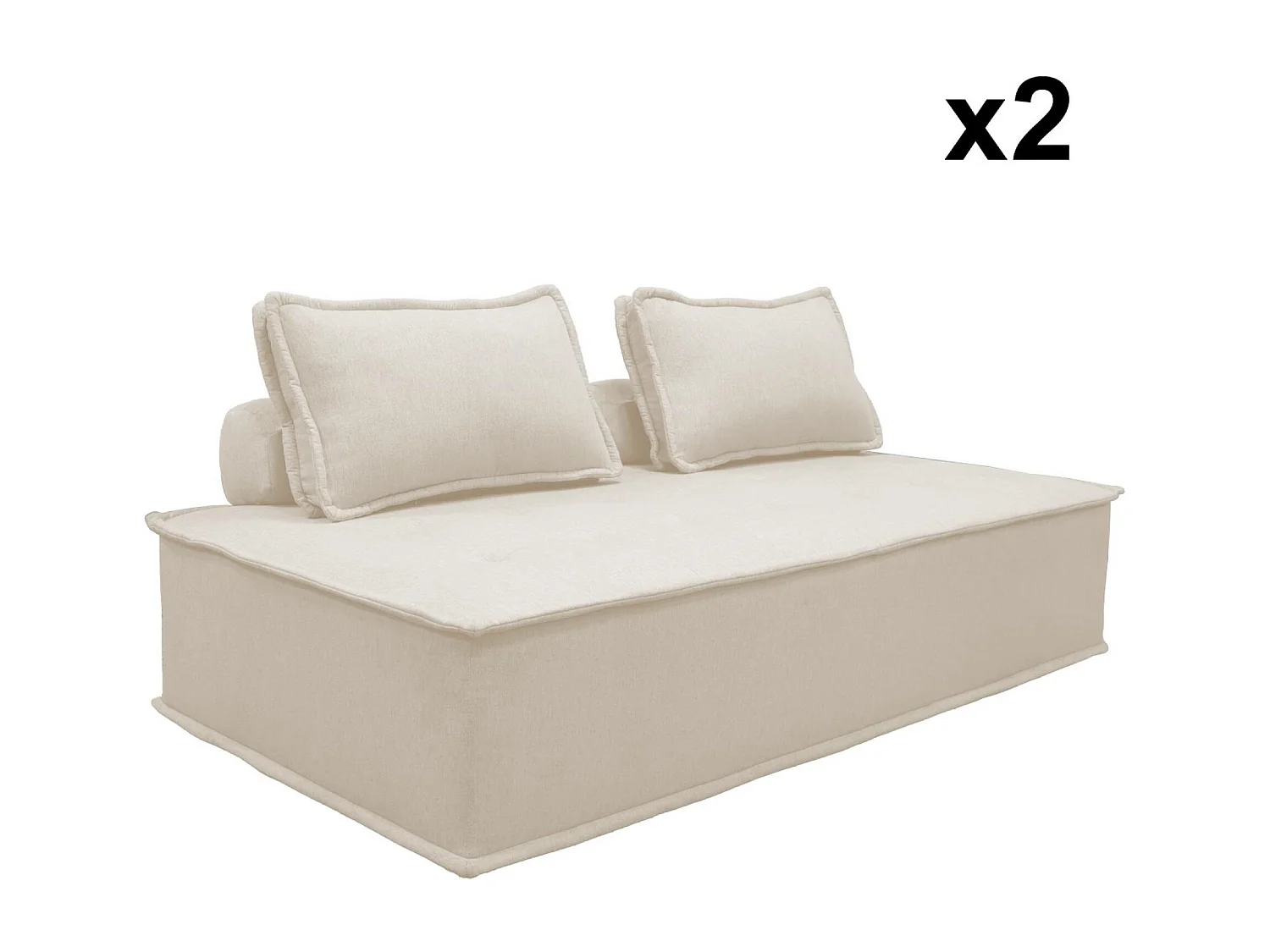 Poltroncina 2 posti per divano modulare in tessuto imbottito, set di