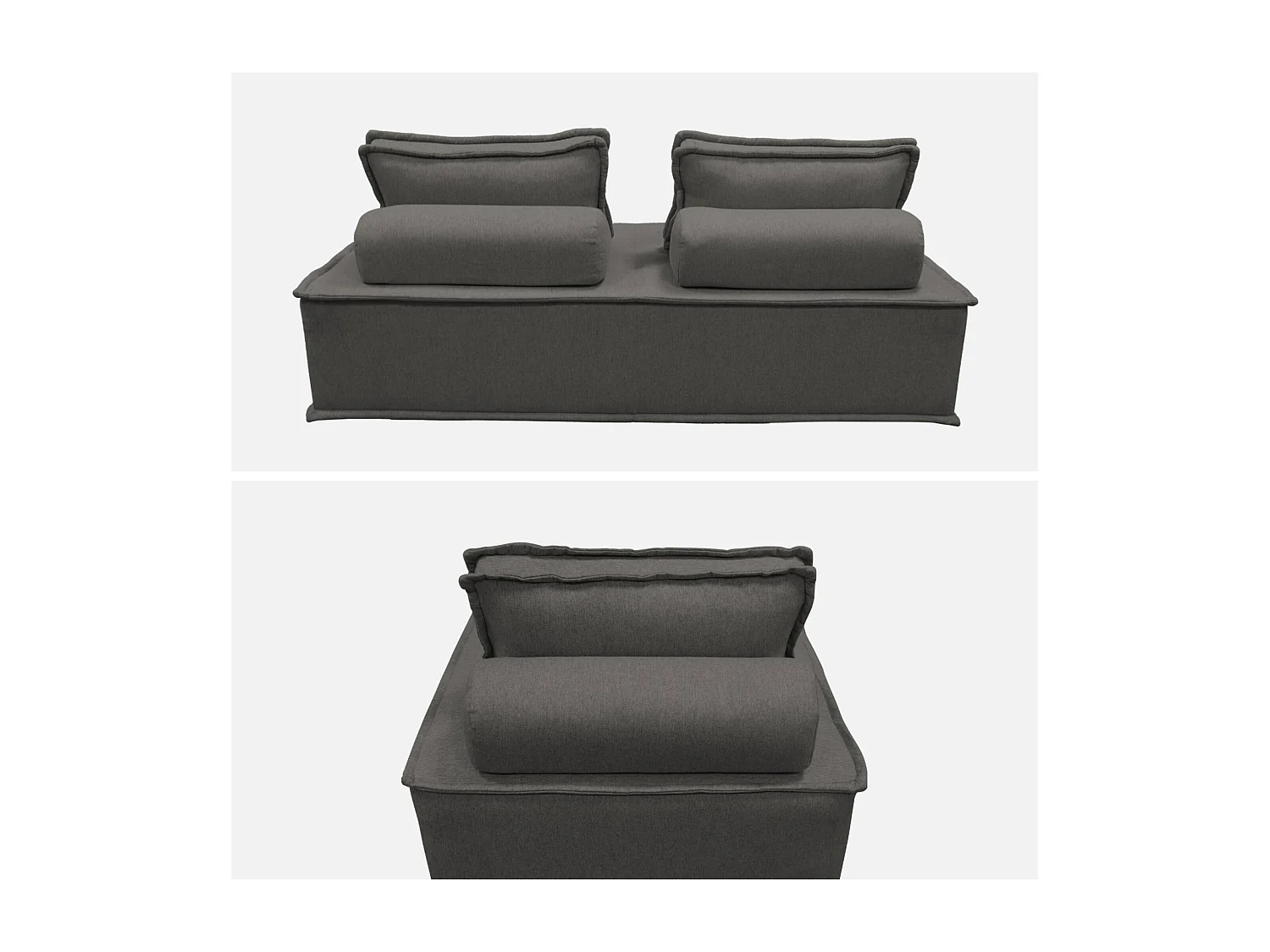 Ensemble chauffeuses DAO pour canapé modulable en tissu capitonné 3 places gris foncé