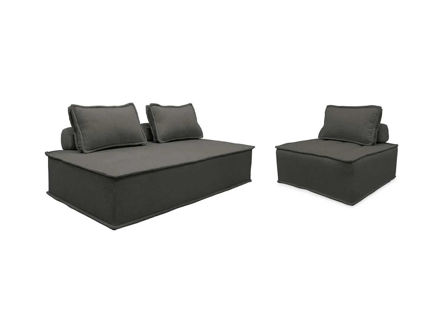 Ensemble chauffeuses DAO pour canapé modulable en tissu capitonné 3 places gris foncé