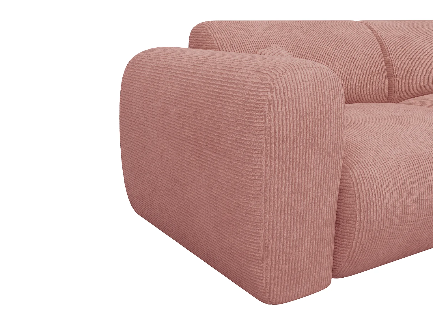 Stor högervänd hörnsoffa i rosa manchestertyg med fina ränder POGNI från Maison Céphy