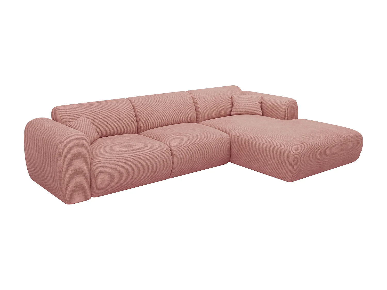 Stor högervänd hörnsoffa i rosa manchestertyg med fina ränder POGNI från Maison Céphy