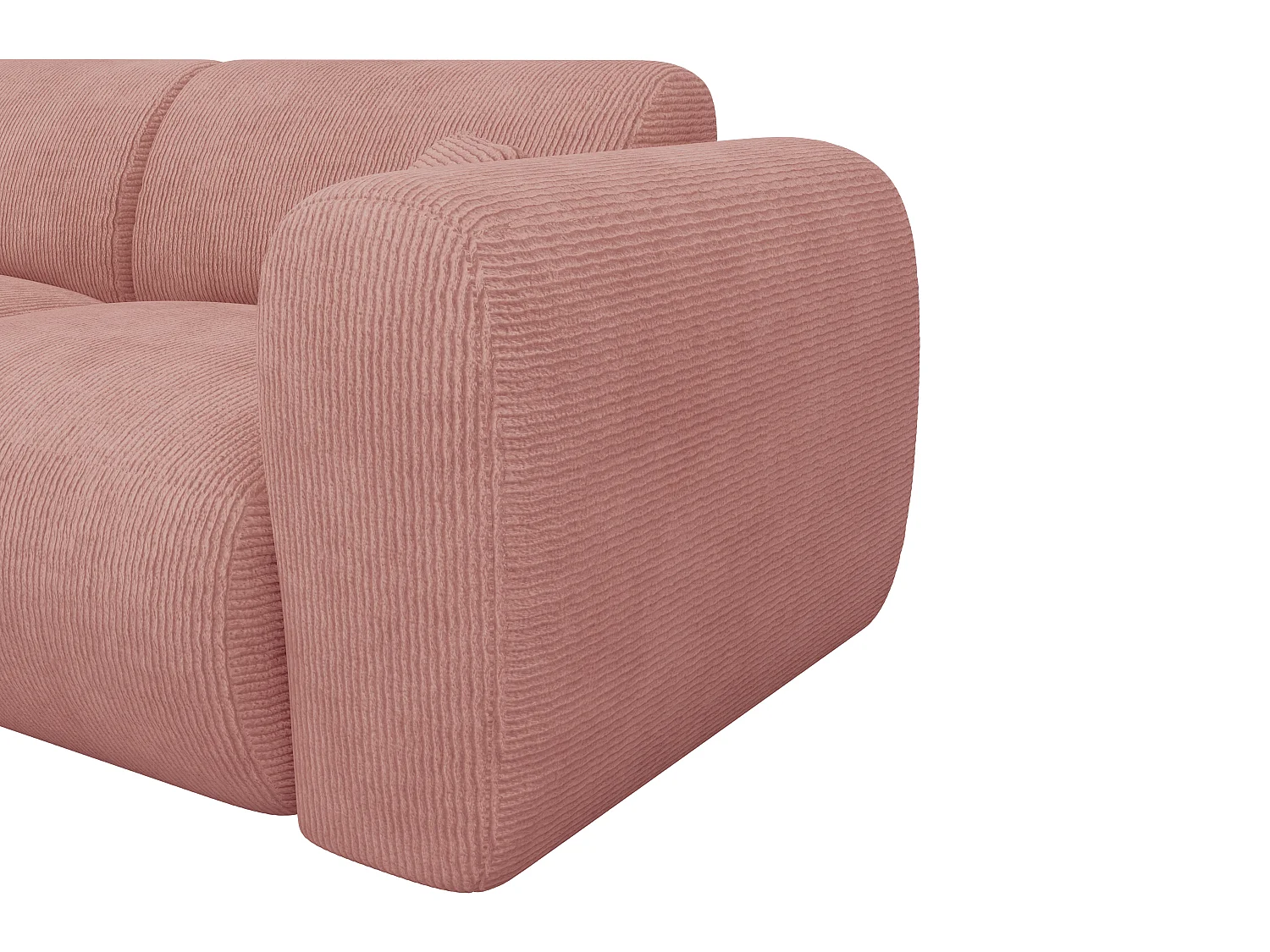 Stor vänstervänd soffa i rosa finkordad sammet POGNI från Maison Céphy