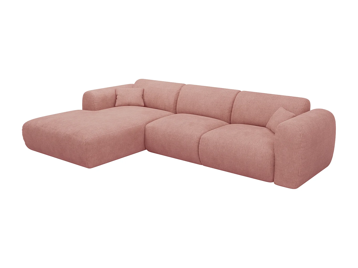 Stor vänstervänd soffa i rosa finkordad sammet POGNI från Maison Céphy