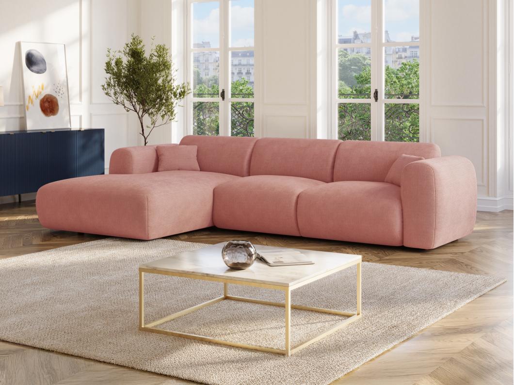 Großes Ecksofa - Ecke links - Strukturstoff - Rosa - POGNI von Maison Céphy