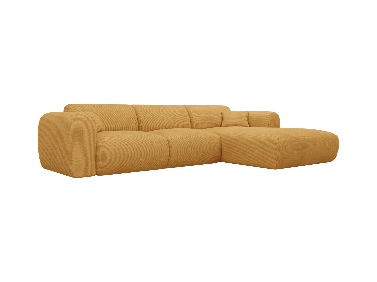 Großes Ecksofa - Ecke rechts - Samt-Stoff - Senfgelb - POGNI von Maison Céphy