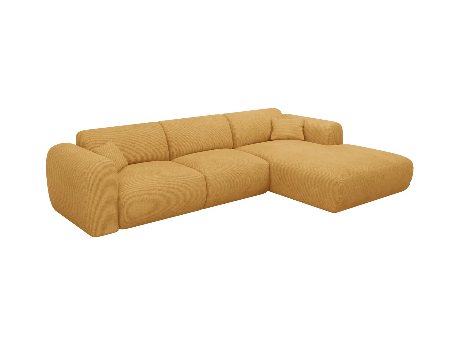 Großes Ecksofa - Ecke rechts - Samt-Stoff - Senfgelb - POGNI von Maison Céphy