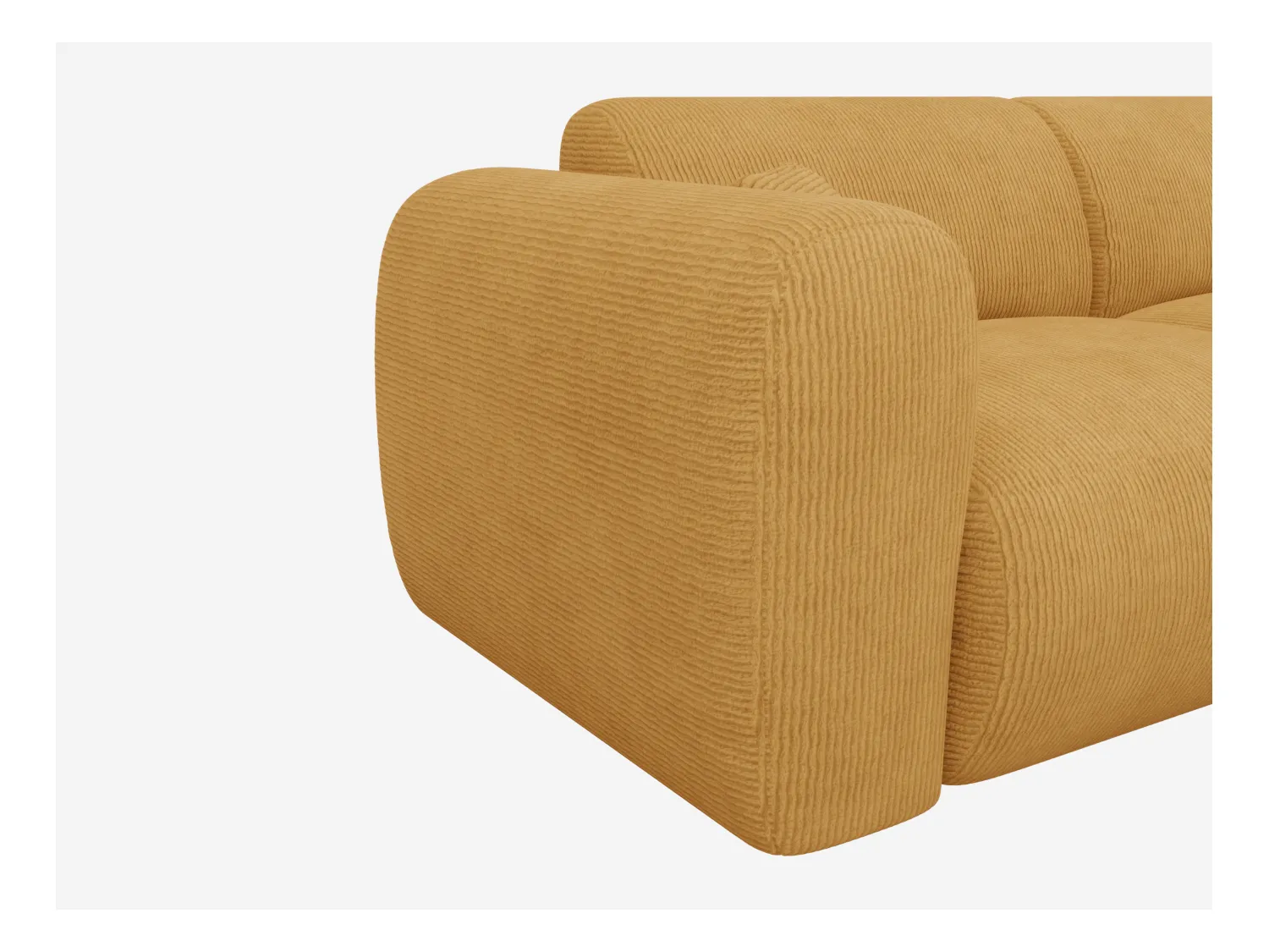Großes Ecksofa - Ecke rechts - Samt-Stoff - Senfgelb - POGNI von Maison Céphy