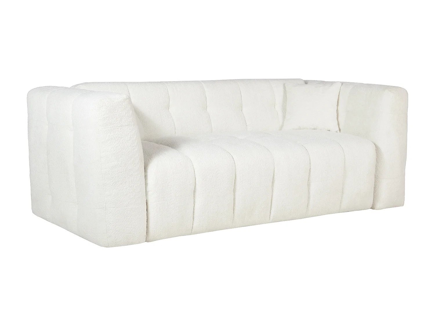 Canapé 3 places convertible express en tissu bouclette blanc cassé - Couchage 140 cm - Matelas 13 cm DILOME