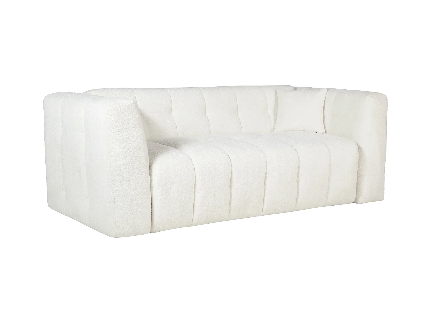 Canapé 3 places convertible express en tissu bouclette blanc cassé - Couchage 140 cm - Matelas 16 cm DILOME