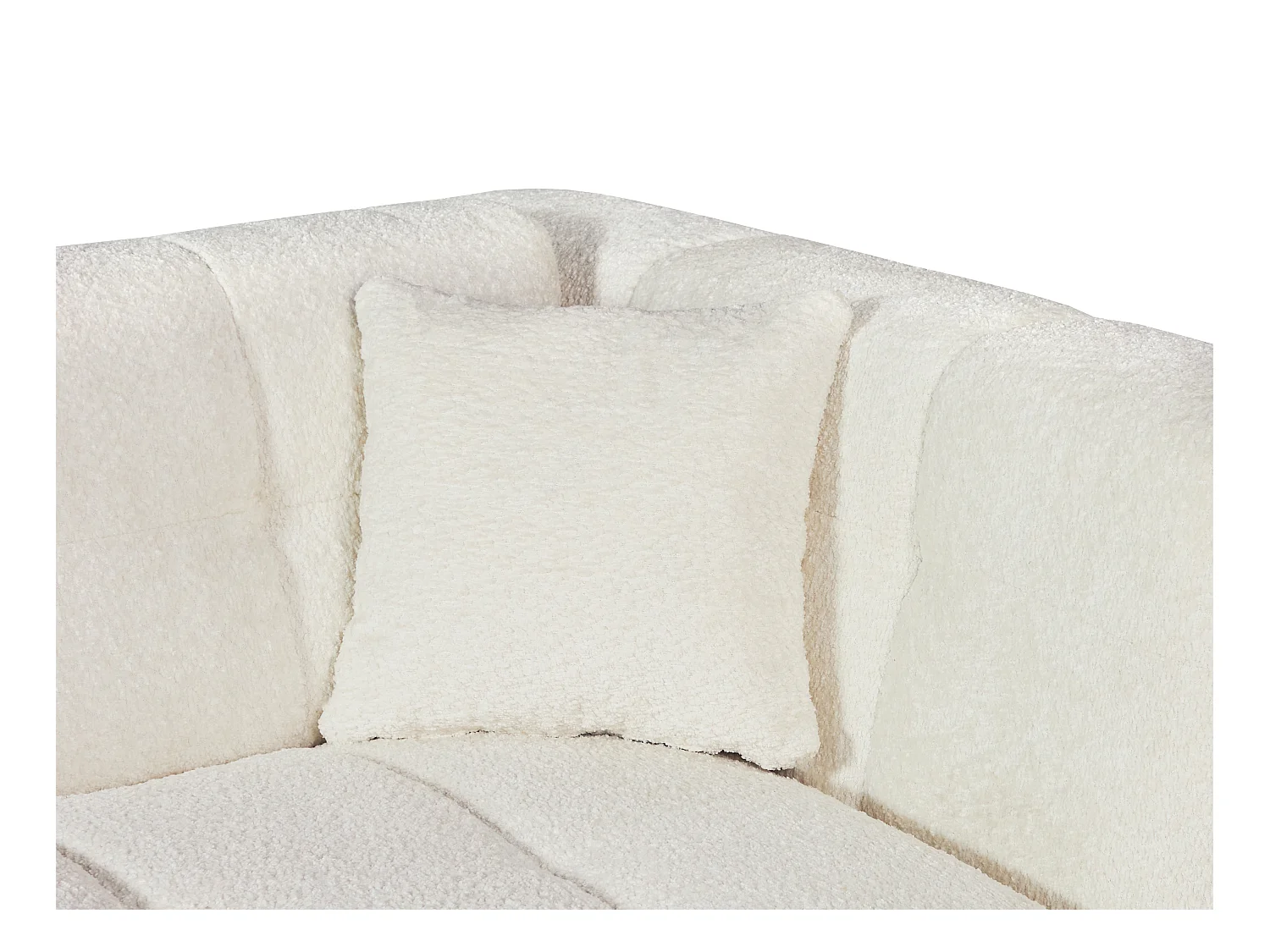 Canapé 3 places convertible express en tissu bouclette blanc cassé - Couchage 140 cm - Matelas 16 cm DILOME