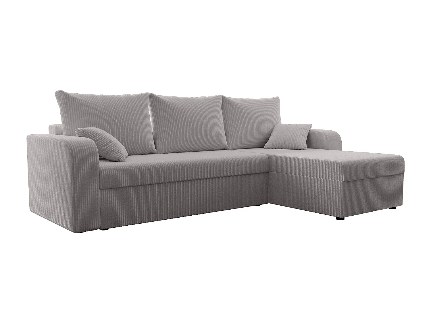 Canapé d'angle convertible et réversible en velours côtelé gris clair ONABIA