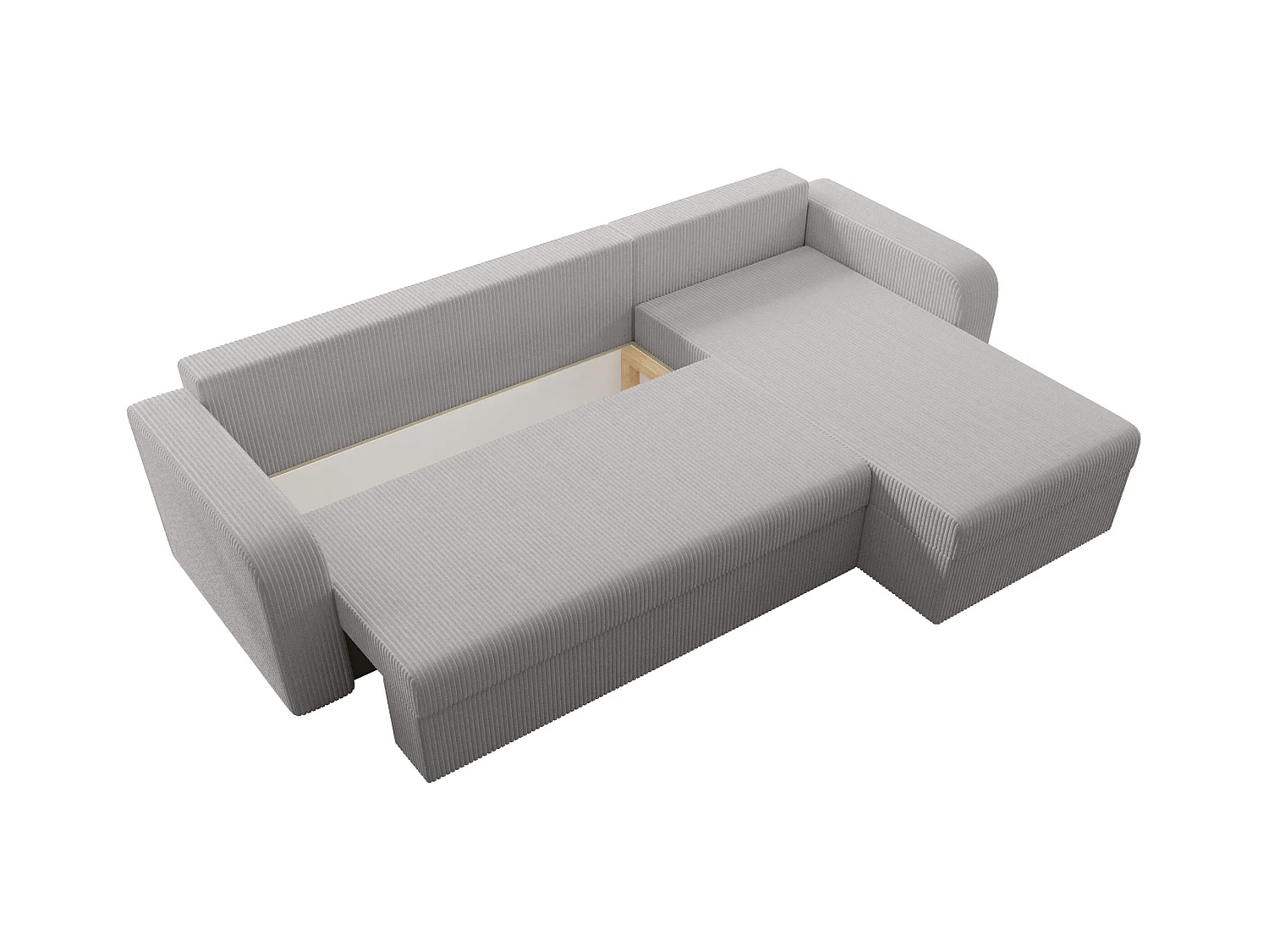 Ecksofa mit Schlaffunktion - Ecke wechselbar - Cord - Hellgrau - ONABIA