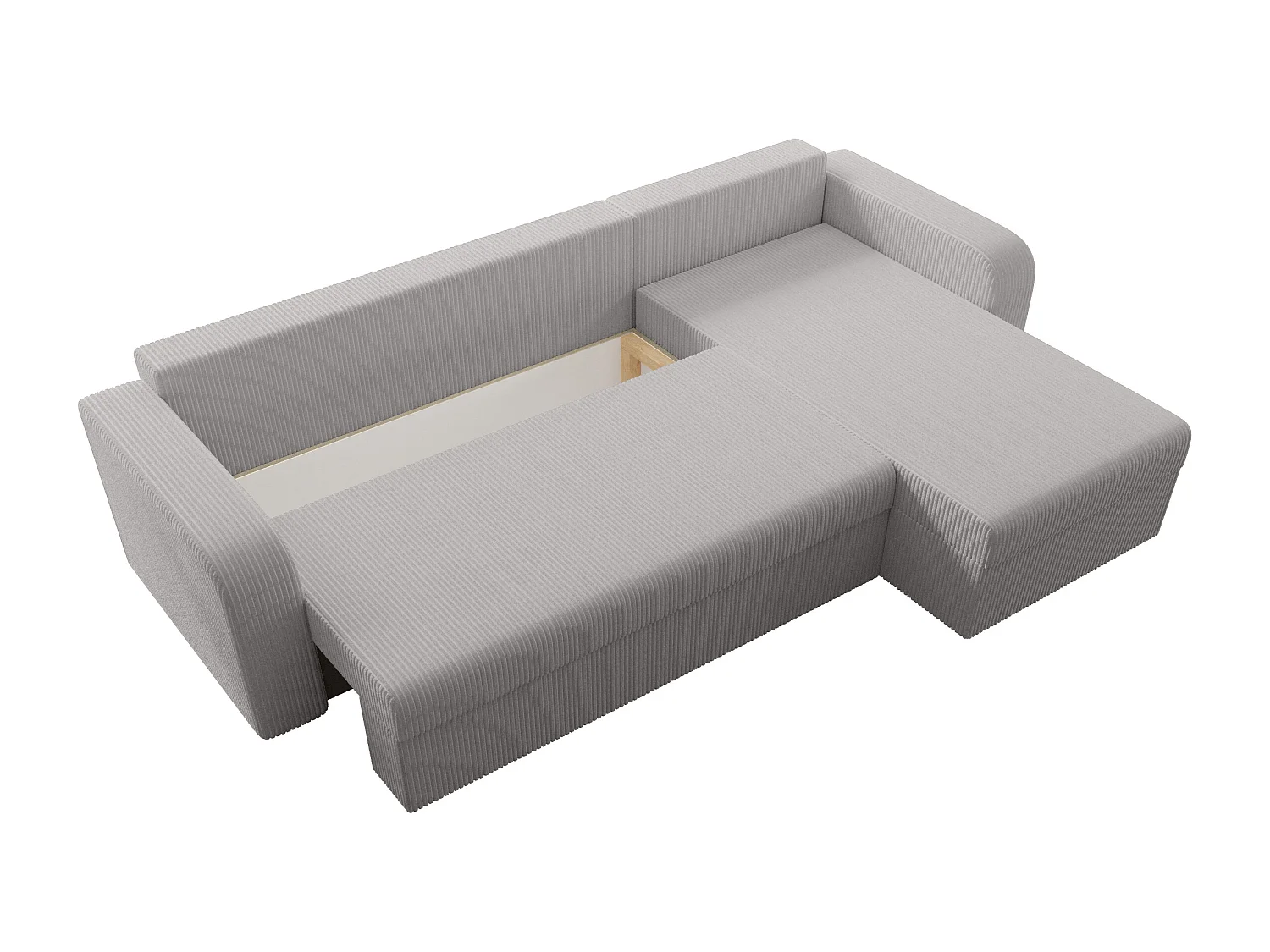 Canapé d'angle convertible et réversible en velours côtelé gris clair ONABIA