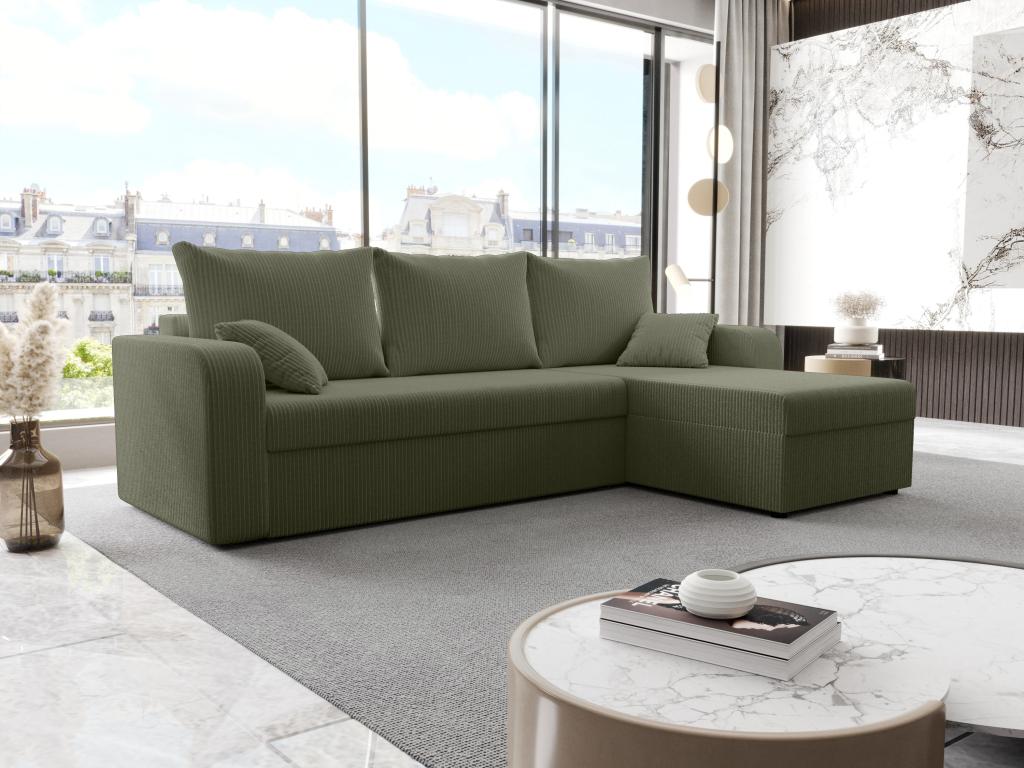 Ecksofa mit Schlaffunktion - Ecke wechselbar - Cord - Khaki - ONABIA günstig online kaufen