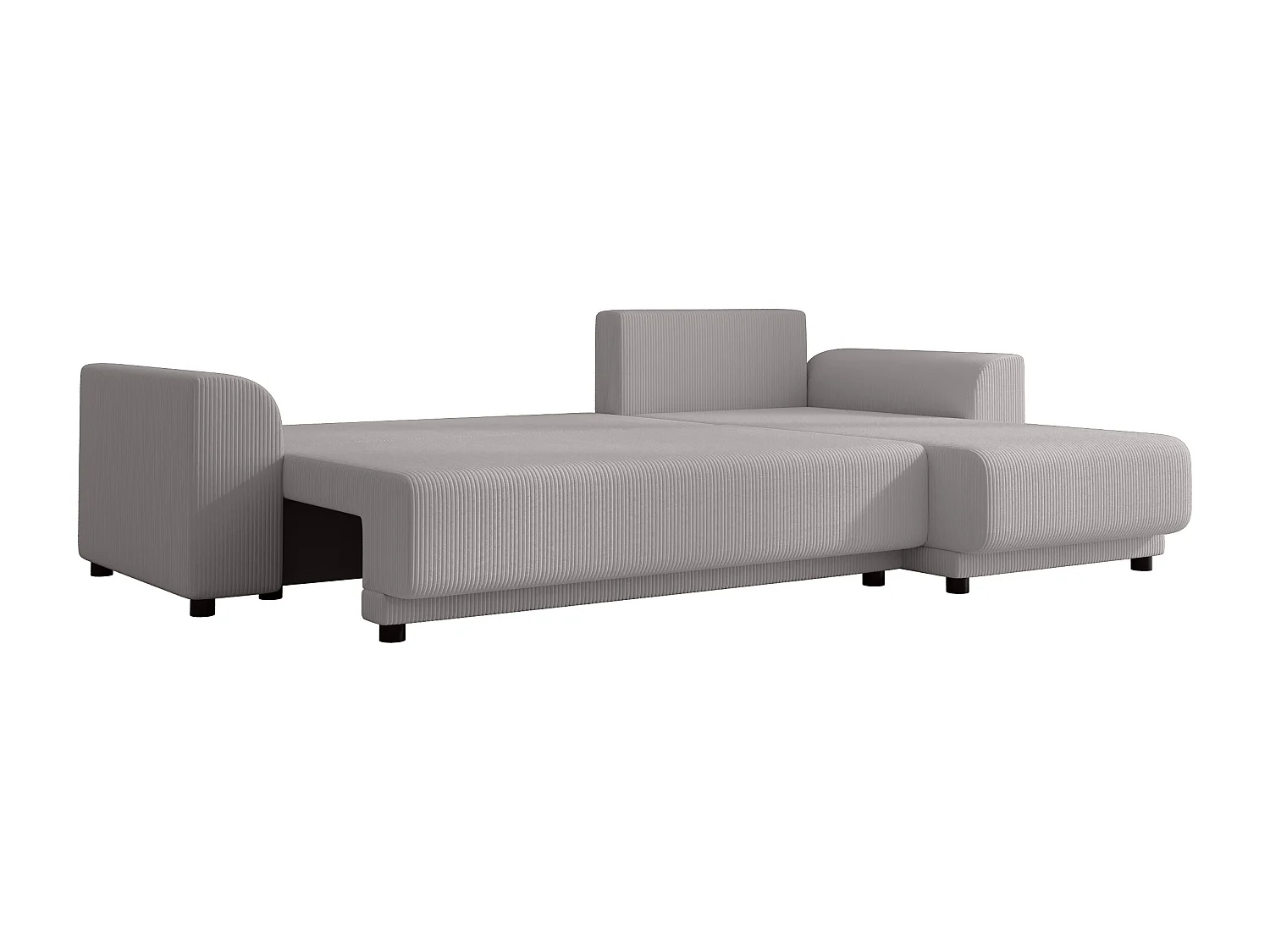 Ecksofa mit Schlaffunktion - Ecke wechselbar - Cord - Hellgrau - NESSARO