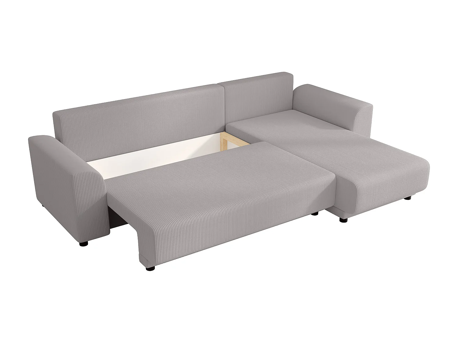 Ecksofa mit Schlaffunktion - Ecke wechselbar - Cord - Hellgrau - NESSARO