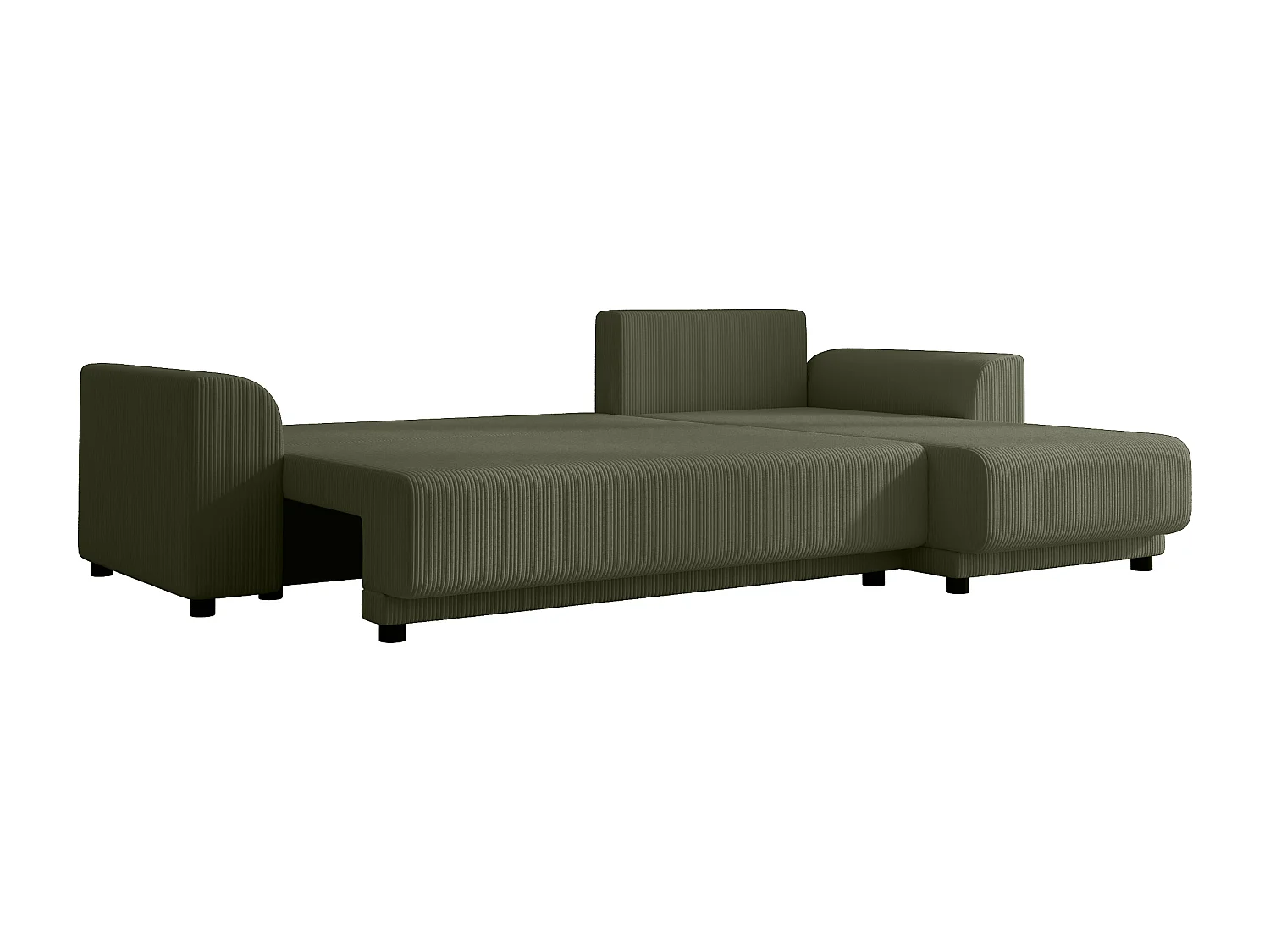 Canapé d'angle convertible et réversible en velours côtelé vert kaki NESSARO