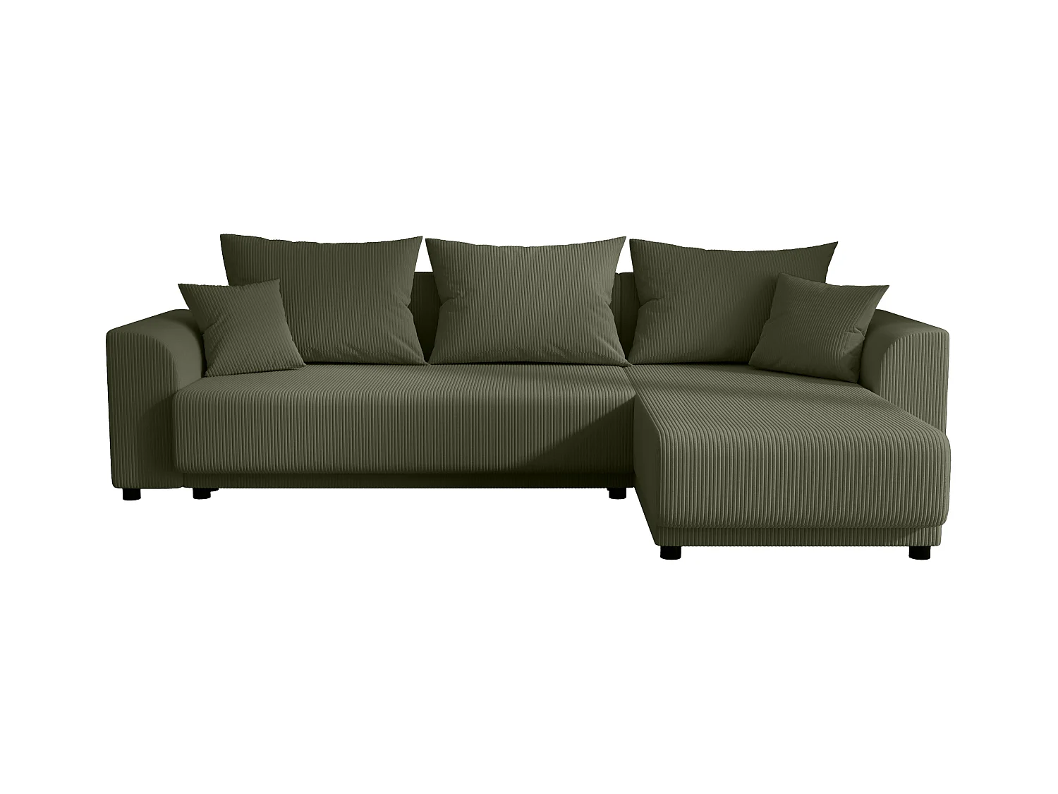 Ecksofa mit Schlaffunktion - Ecke wechselbar - Cord - Khaki - NESSARO