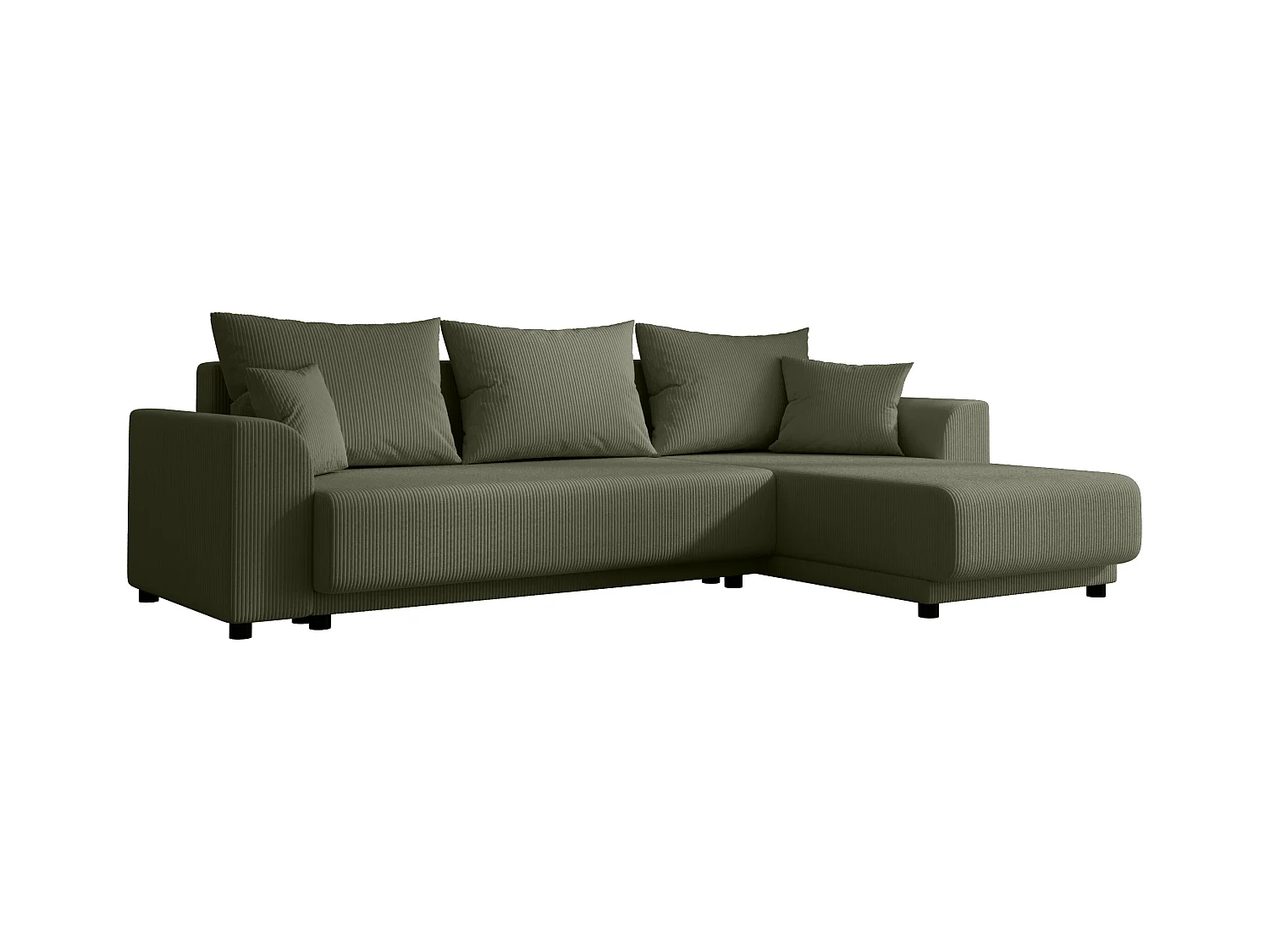 Ecksofa mit Schlaffunktion - Ecke wechselbar - Cord - Khaki - NESSARO