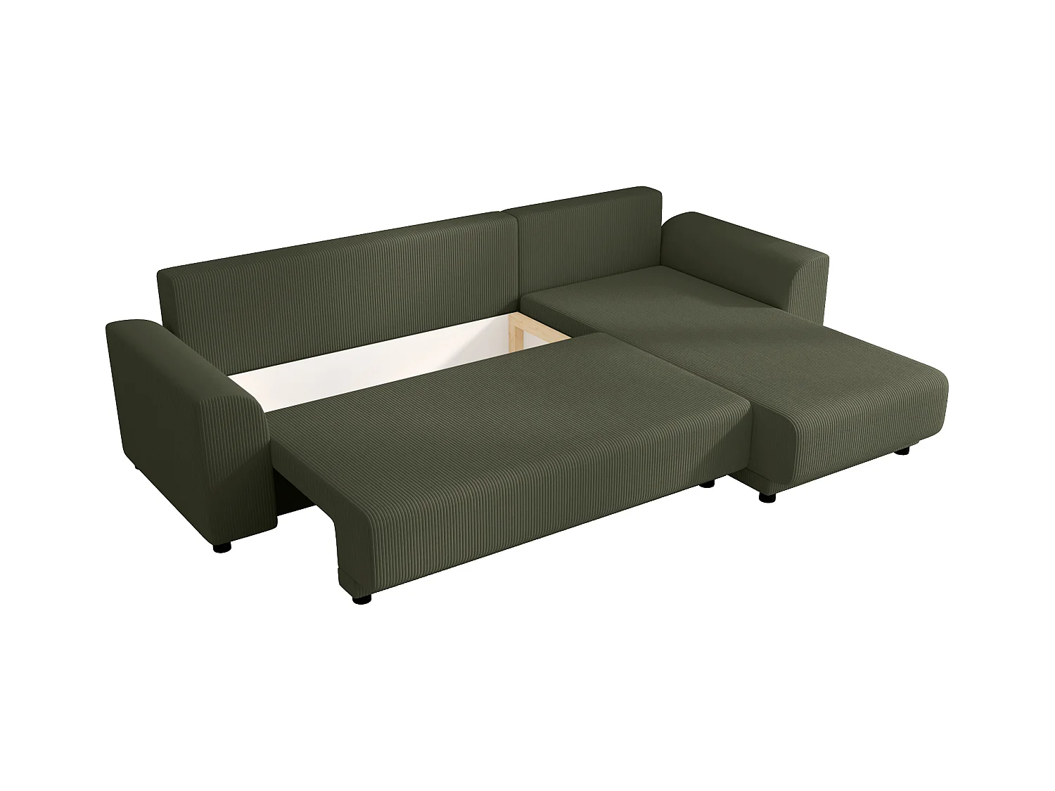 Ecksofa mit Schlaffunktion - Ecke wechselbar - Cord - Khaki - NESSARO