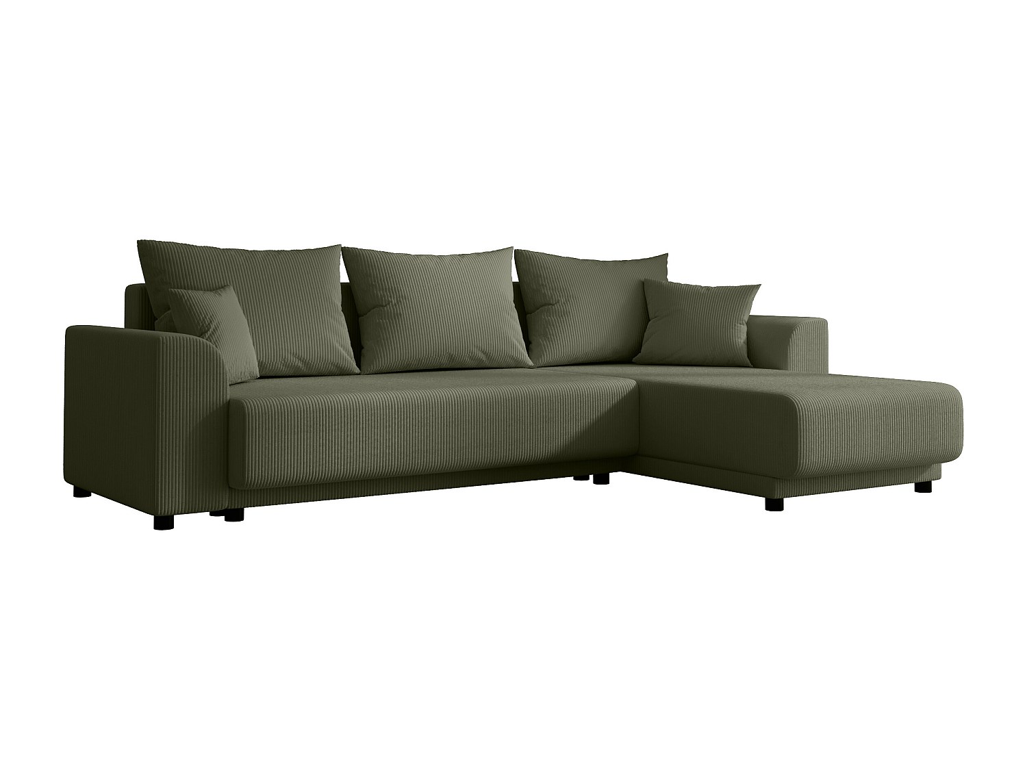 Ecksofa mit Schlaffunktion - Ecke wechselbar - Cord - Khaki - NESSARO günstig online kaufen