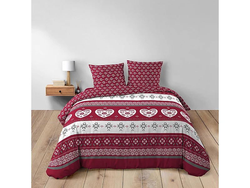 Parure de Lit 3 Pièces "Alpage" 240x220cm Rouge