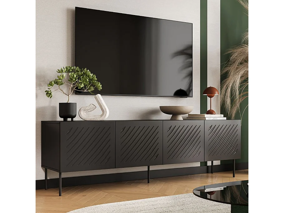 Mueble TV Abys 200cm negro 4 puertas