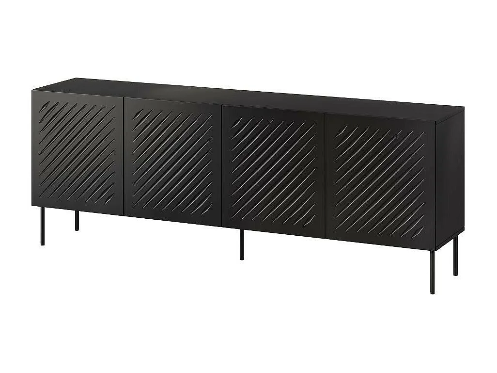 Aparador negro de 4 puertas con relieve 200cm Abys