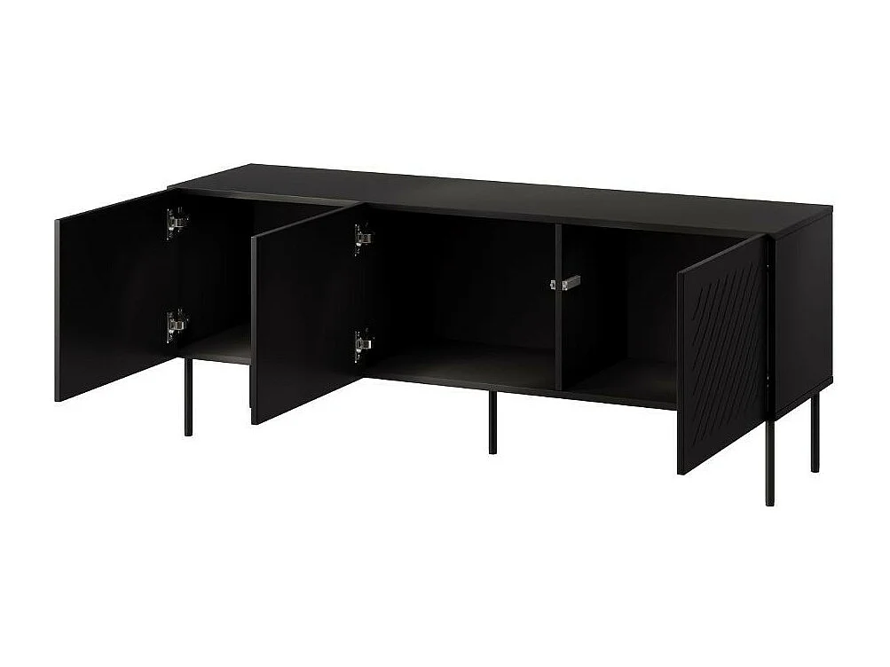 Credenza bassa nera a 3 ante con rilievo 150cm Abys