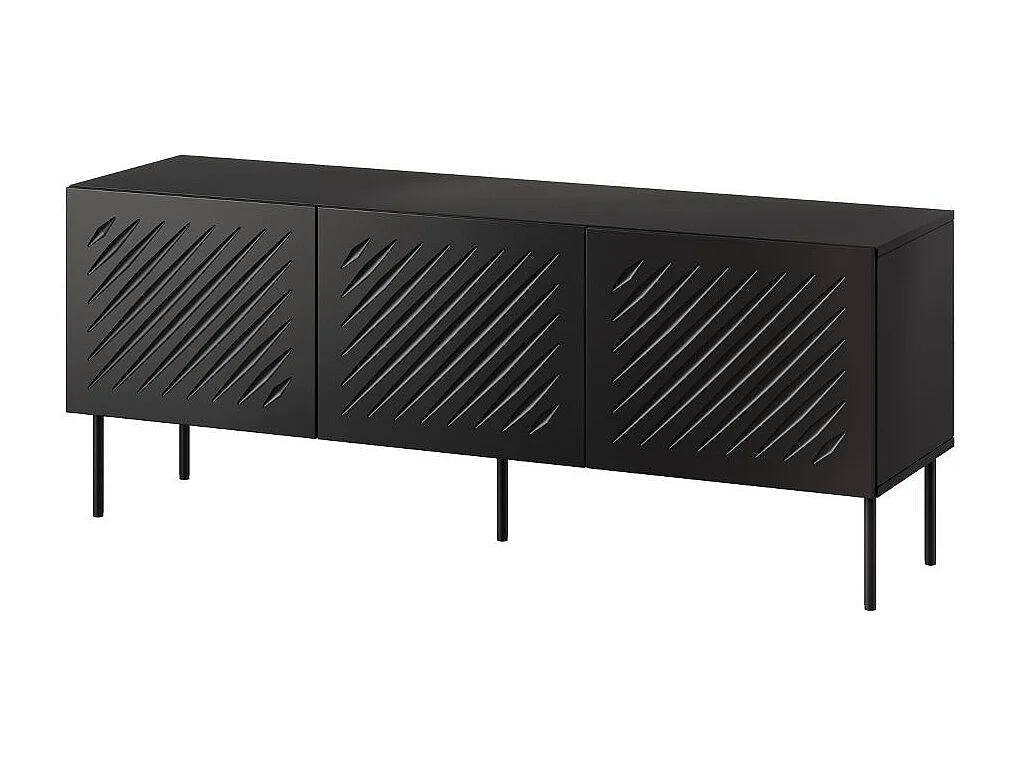 Buffet bas noir 3 portes avec relief 150cm Abys