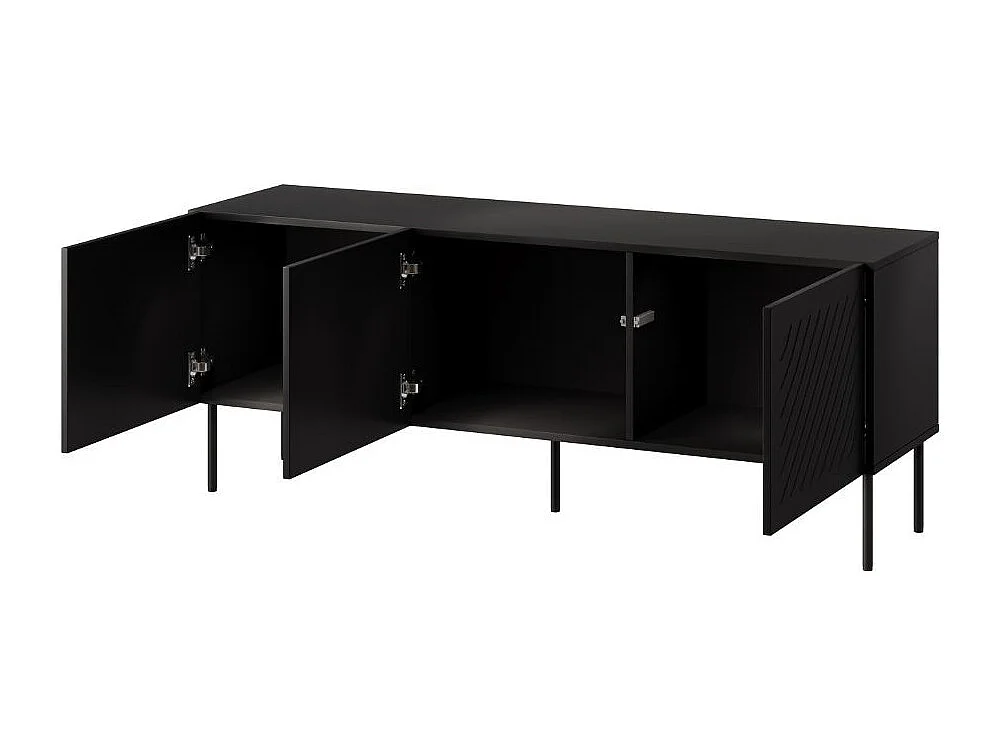 Buffet bas noir 3 portes avec relief 150cm Abys