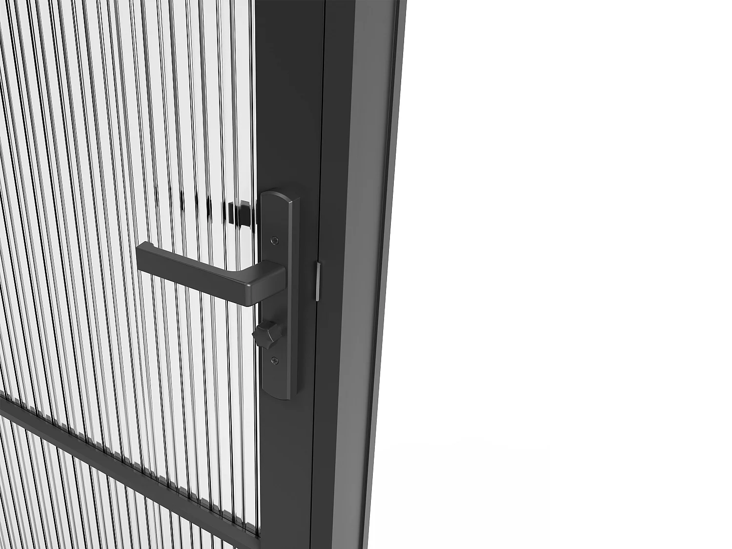 Bloc porte réversible en aluminium et verre texturé - H204 x L73 cm - Noir - MASERU